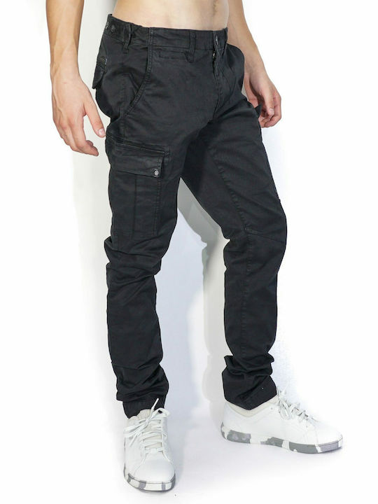 Trousers Cargo Elastic in Regular Fit Black
