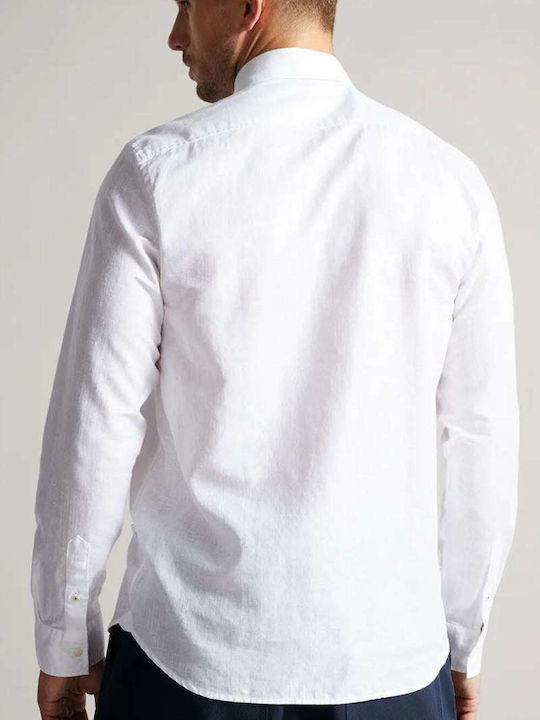 Ted Baker Men's Shirt Long Sleeve Linen White