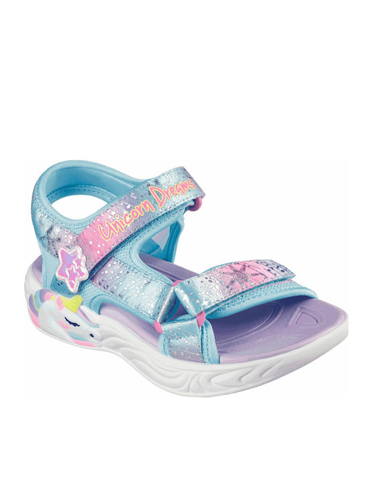 Kids' Sandals Unicorn Dreams with Hoop & Loop Closure and Lights Light Blue