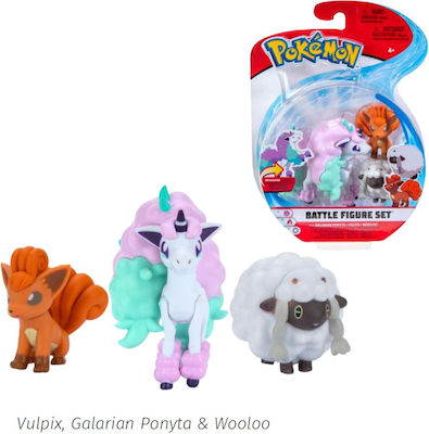 Jazwares Παιχνίδι Μινιατούρα Pokemon Wooloo - Vulpix - Galarian Ponyta για 4+ Ετών