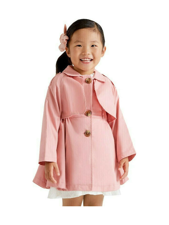 Kinder Trenchcoat Lang Winddicht Rosa