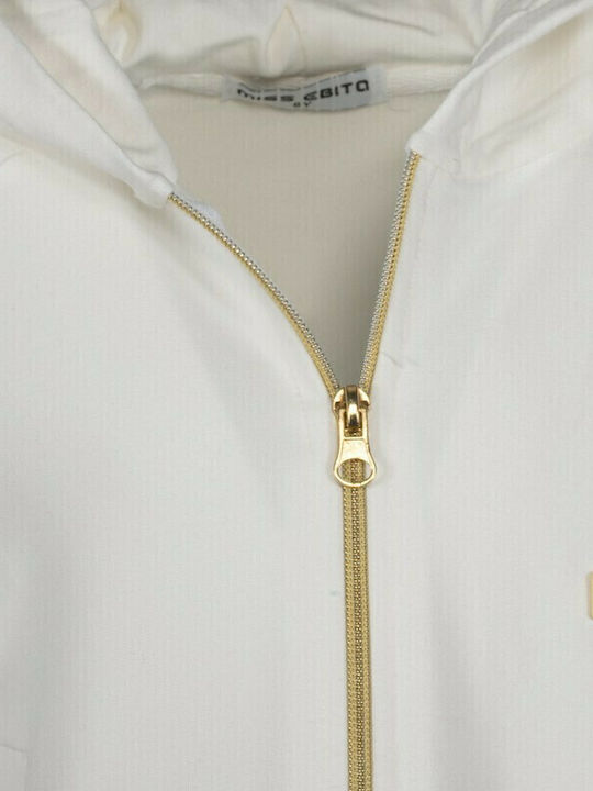 Kids Sweatshirt Cardigan Cotton with Hood Ecru