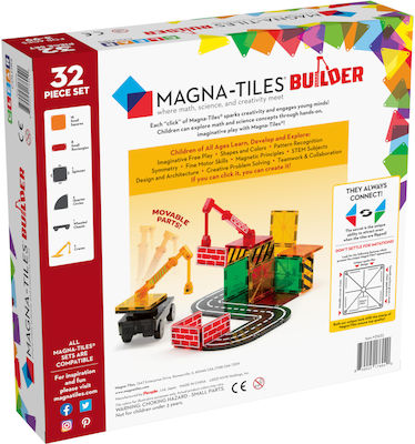 Magna-Tiles Μαγνητικό Παιχνίδι Κατασκευών Builder 32τμχ για Παιδιά 3+ Ετών