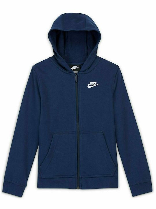 Nike Αθλητική Παιδική Ζακέτα Φούτερ με Κουκούλα για Αγόρι Μπλε Sportswear