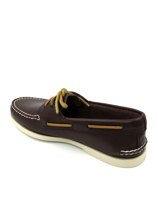 A/O 2-Eye Δερμάτινα Ανδρικά Boat Shoes σε Καφέ Χρώμα