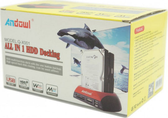 Andowl Q-X001 Docking Station for 2 Hard Drives SATA 3.5" with Connection USB 2.0