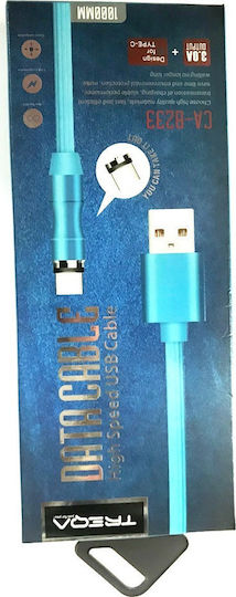 Treqa High Speed USB 2.0 Cable USB-C male - USB-A Τιρκουάζ 1m CA-8233