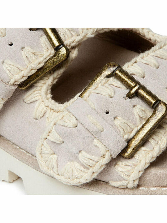 Flache Sandalen für Damen in Beige Farbe