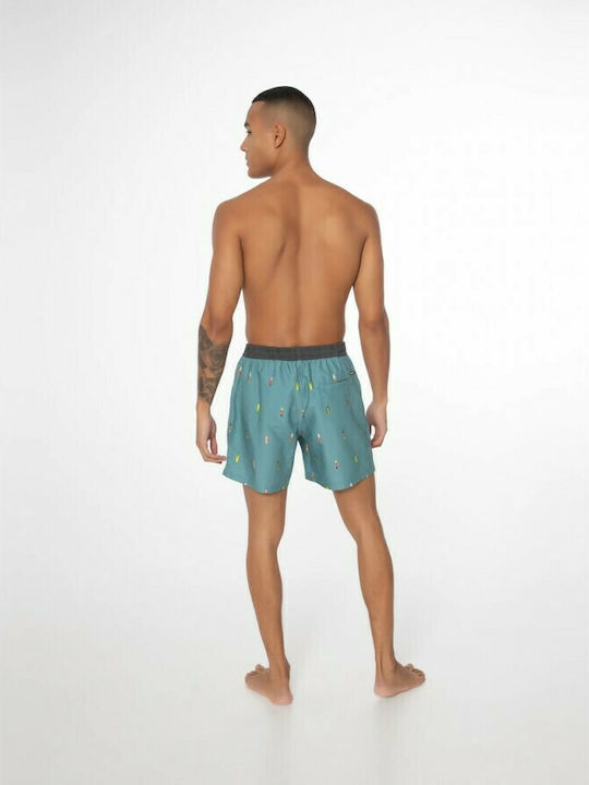 Protest Men's Swimwear Shorts Arctic Green with Patterns