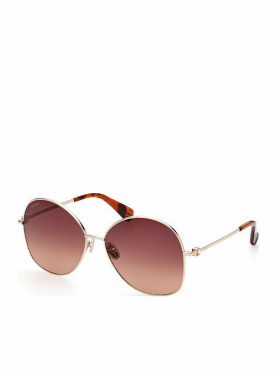 Max Mara Дамски Слънчеви Очила с Златен Метален Рамка и Кафяви Стъкла MM 0034 30F