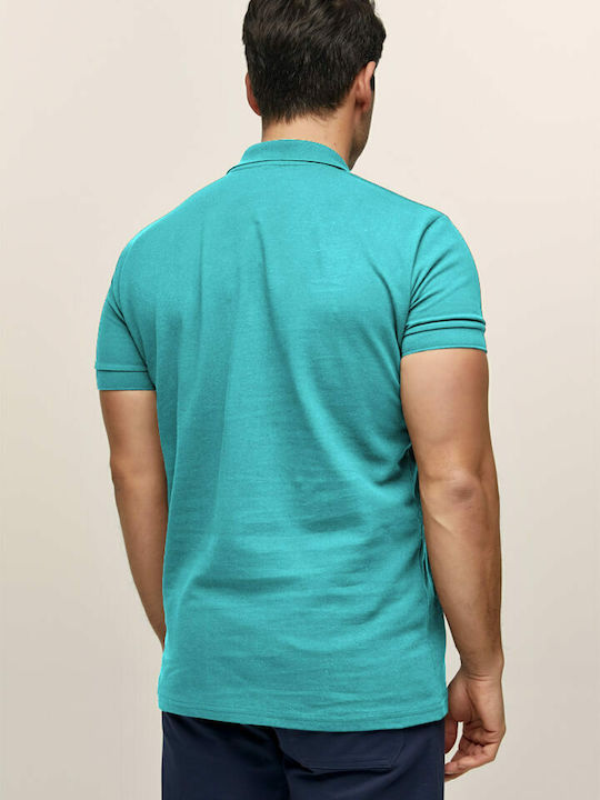Polo Herrenbluse Kurzarm Türkis
