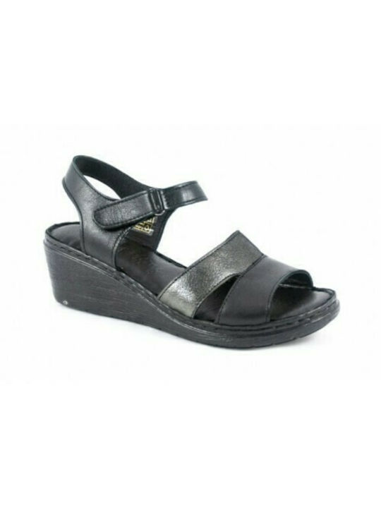 Boxer Anatomic Women's Leather Ankle Strap Platforms Black