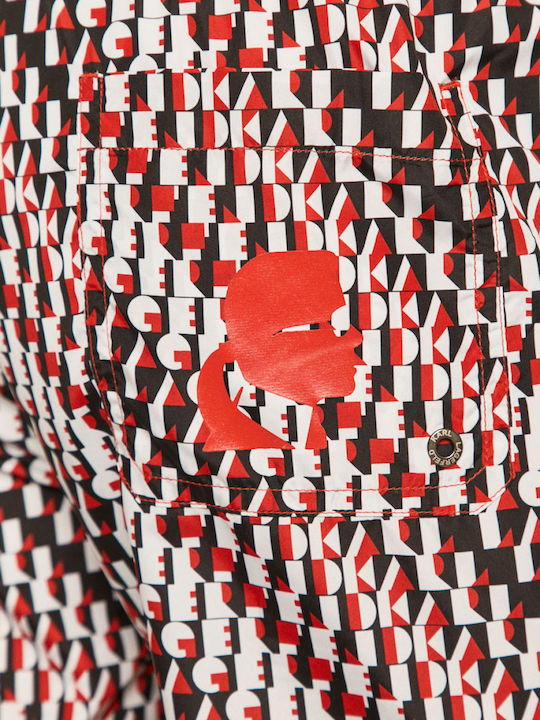 Men's Swimwear Shorts Black / Red with Patterns