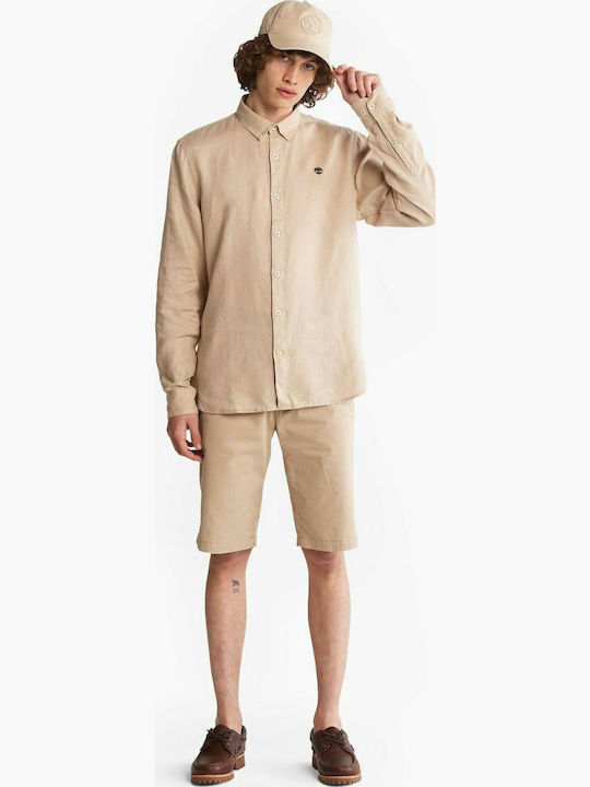 Long-sleeved Linen Shirt Beige