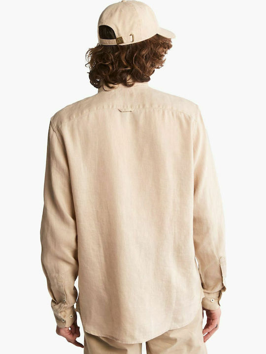 Long-sleeved Linen Shirt Beige