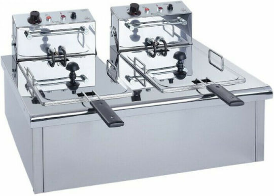 M&M equipment Electric Fryer Double 400V 9kW Capacity 2x7lt 68x47x23cm F70