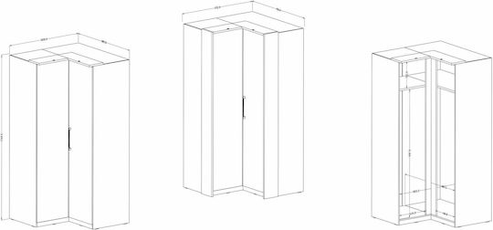 Двойна врата Гардероб Ъгъл Prime Естествено - бяло 109x63x217см