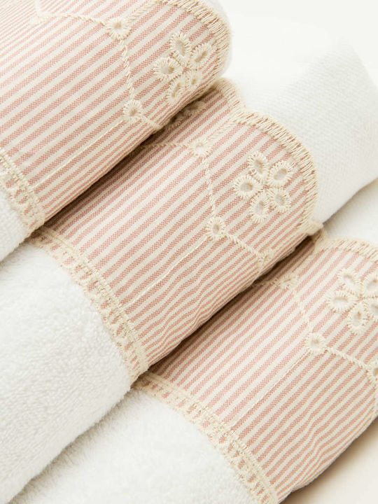 Borea 3pc Bath Towel Set Pretty Ecru