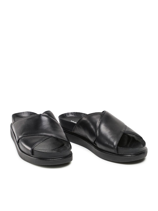 Erin Δερμάτινα Γυναικεία Σανδάλια Flatforms Μαύρα