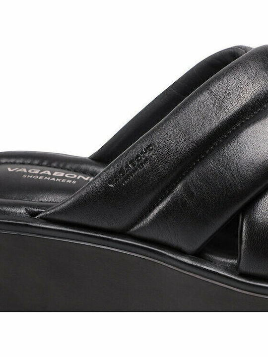 Courtney Leather Women's Flat Sandals in Black Color