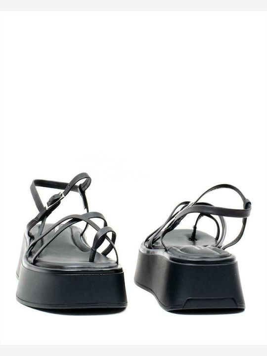Courtney Δερμάτινα Γυναικεία Σανδάλια Flatforms Μαύρα