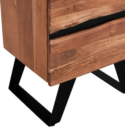 Alicia Wooden Bedside Table with Metallic Legs Ακακία 45x35x56cm