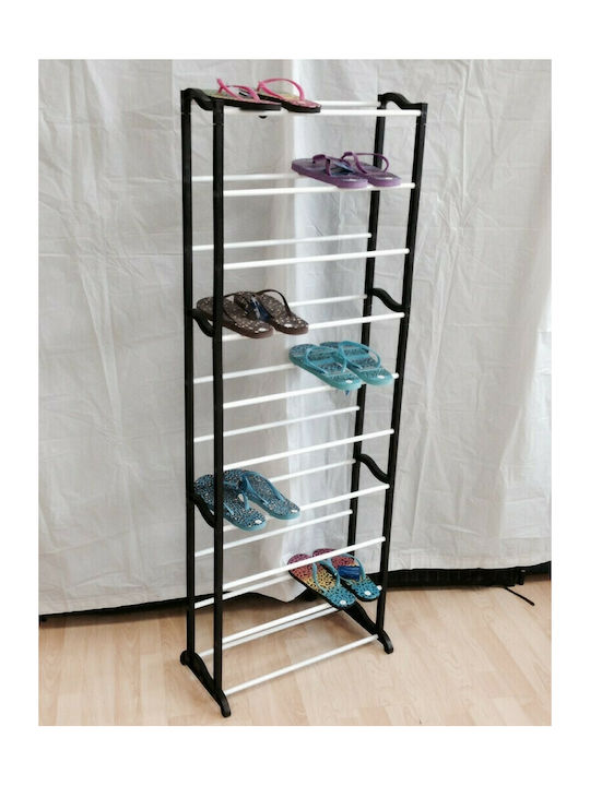 Plastic Shoe Organizer with 10 Shelves Black 50x16x140cm