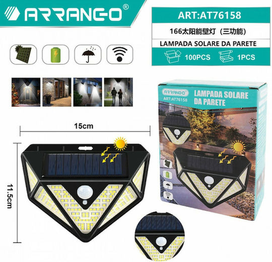 Arrango Επιτοίχιο Ηλιακό Φωτιστικό 0.6W Φυσικό Λευκό με Αισθητήρα Κίνησης IP65 15x11.5εκ.