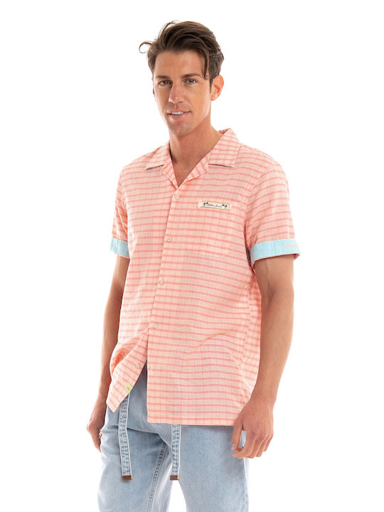 Scotch & Soda Men's Shirt Long Sleeve Cotton Checked Pink