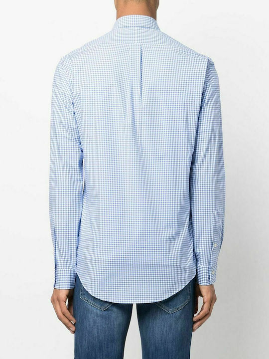 Ralph Lauren Men's Shirt Long Sleeve Cotton Checked Light Blue
