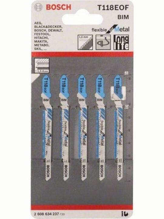 Bosch T118EOF Λάμες Flexible for Metal για Μέταλλο 83mm 5τμχ