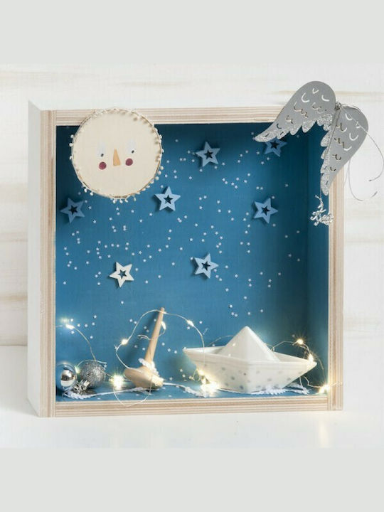 Parisis Illuminated Christmas Wooden Figure Sign Light Blue 35x35x7cm 3pcs