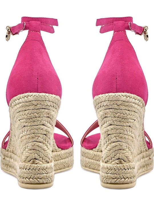Mykonos Women's Suede Ankle Strap Platforms Fuchsia