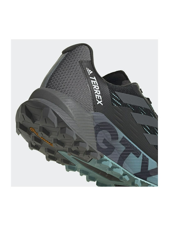 Terrex Agravic Flow 2.0 GTX Sport Shoes Trail Running Waterproof with Gore-Tex Membrane Core Black / Grey Six / Mint Ton