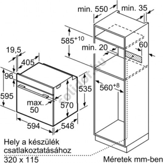 Bosch Φούρνος άνω Πάγκου 71lt Π59.4εκ. Μαύρος