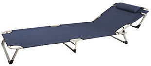 Sidirela Foldable Metallic Beach Sunbed Blue with Pillow 190x65cm
