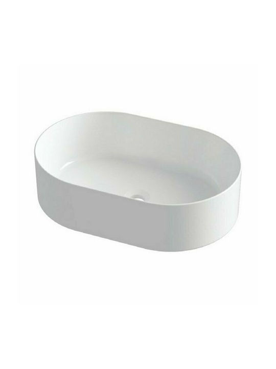 Olympia Open Oval 01 Επικαθήμενος Νιπτήρας Πορσελάνης 60x40x17cm Λευκός