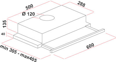 MultiHome MH-6665 930-002-6665 Sliding Hood 60cm Black