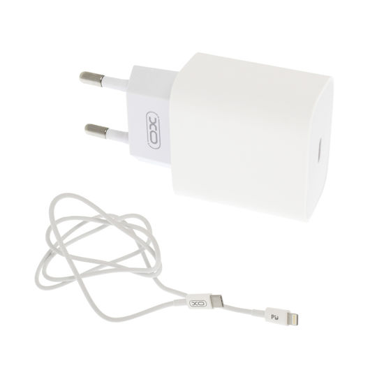 XO Charger with USB-C Port and Cable USB-C - Lightning 20W Power Delivery Whites (L77)