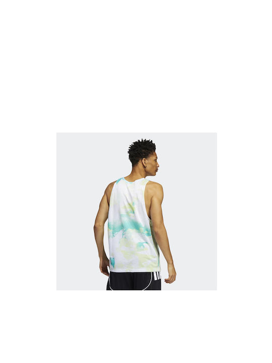 Adidas Q2 AOP Bluza Sportivă pentru Bărbați cu Mânecă Scurtă Multicolor