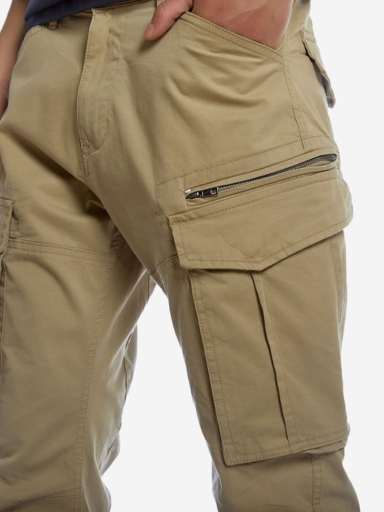 Trousers Cargo Elastic in Regular Fit Beige