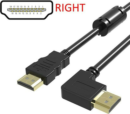 Powertech HDMI 1.4 High Speed 1080p 120Hz Angle (90°) Cable HDMI male - HDMI male 1.5m Μαύρο