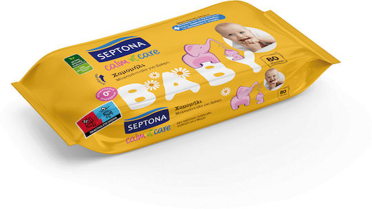 Septona Calm n' Care Chamomile Бебешки кърпички без алкохол и парабени 3x80бр