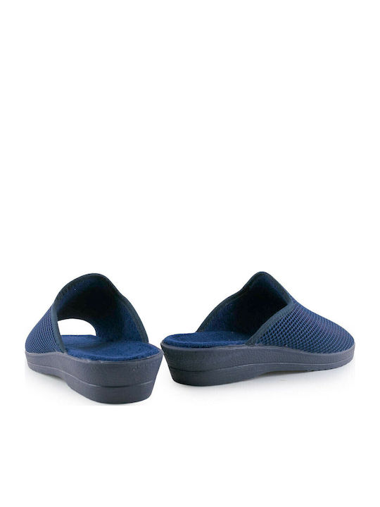 4204 Terry Women's Winter Slippers with Open Toe Navy Blue