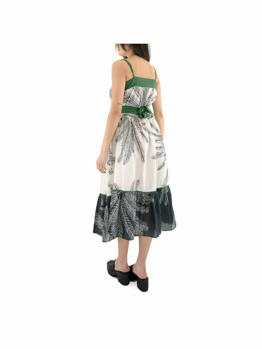 Moutaki Midi Καλοκαιρινό All Day Φόρεμα με Τιράντα Μπεζ