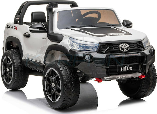 Toyota Hilux Doppelsitzer mit Fernbedienung Lizensiert 12 Volt Weiß Für 1+ Jahre