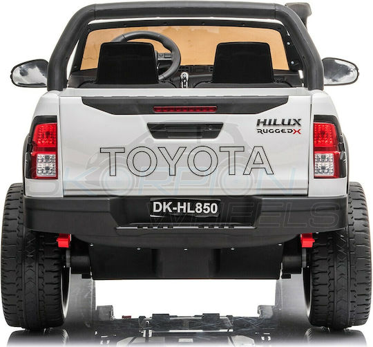 Toyota Hilux Doppelsitzer mit Fernbedienung Lizensiert 12 Volt Weiß Für 1+ Jahre