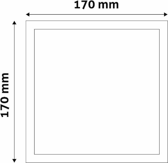 Avide ACRPWW-S-18W-PC Pătrat Încastrat Panou LED Putere 18W cu Alb Cald Lumini 17x17cm.