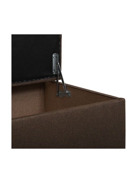 Bench Stool With Storage Space Upholstered In Brown Fabric 130x50x46cm