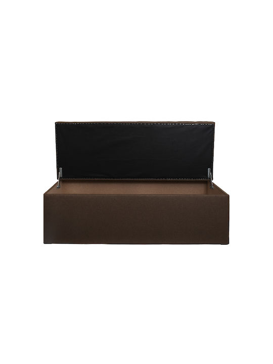 Bench Stool With Storage Space Upholstered In Brown Fabric 130x50x46cm